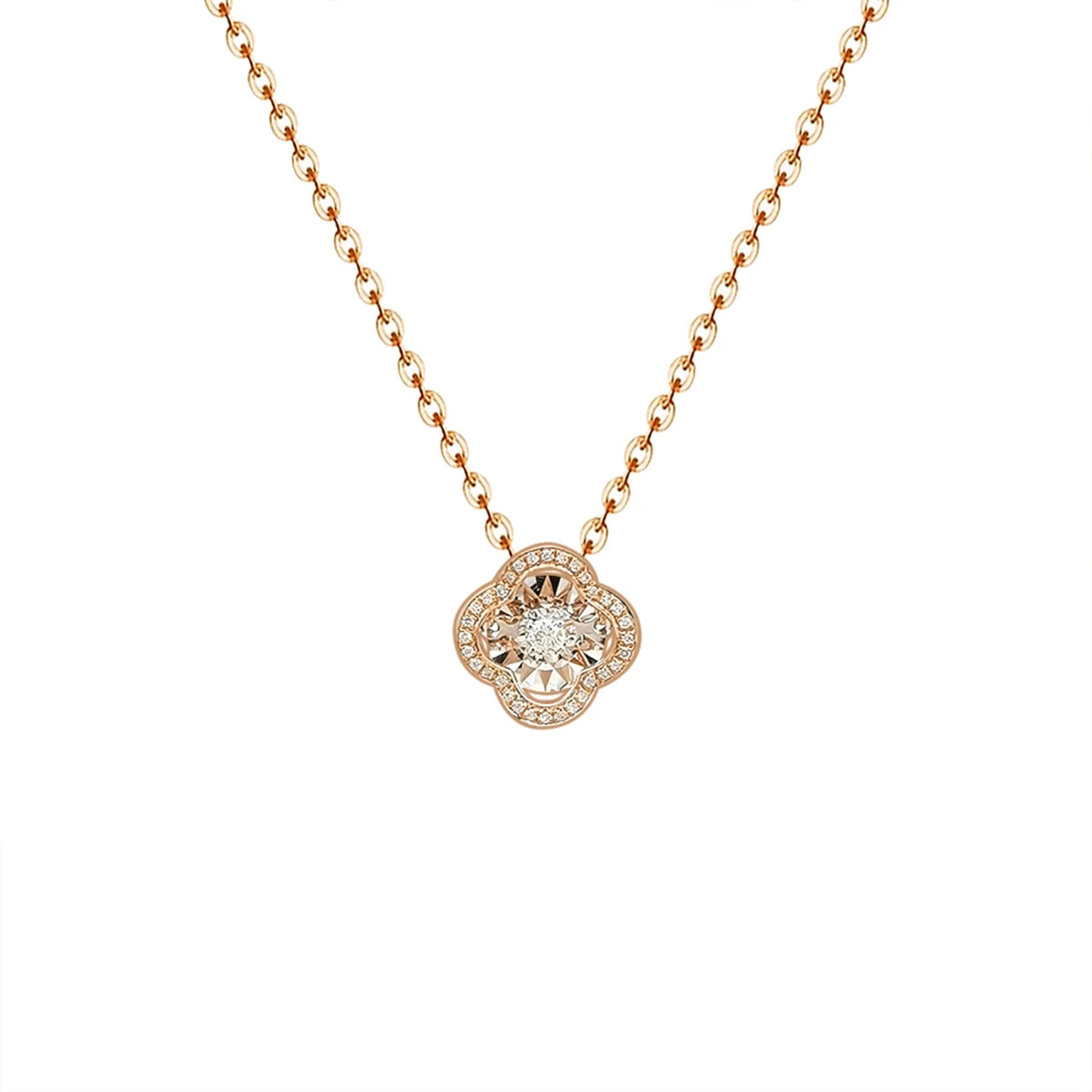 Wholesale 18k Real Yellow Gold Four-Leaf Clover Necklace Trendy Diamond-Laden Lucky Grass Set for Weddings and Engagements