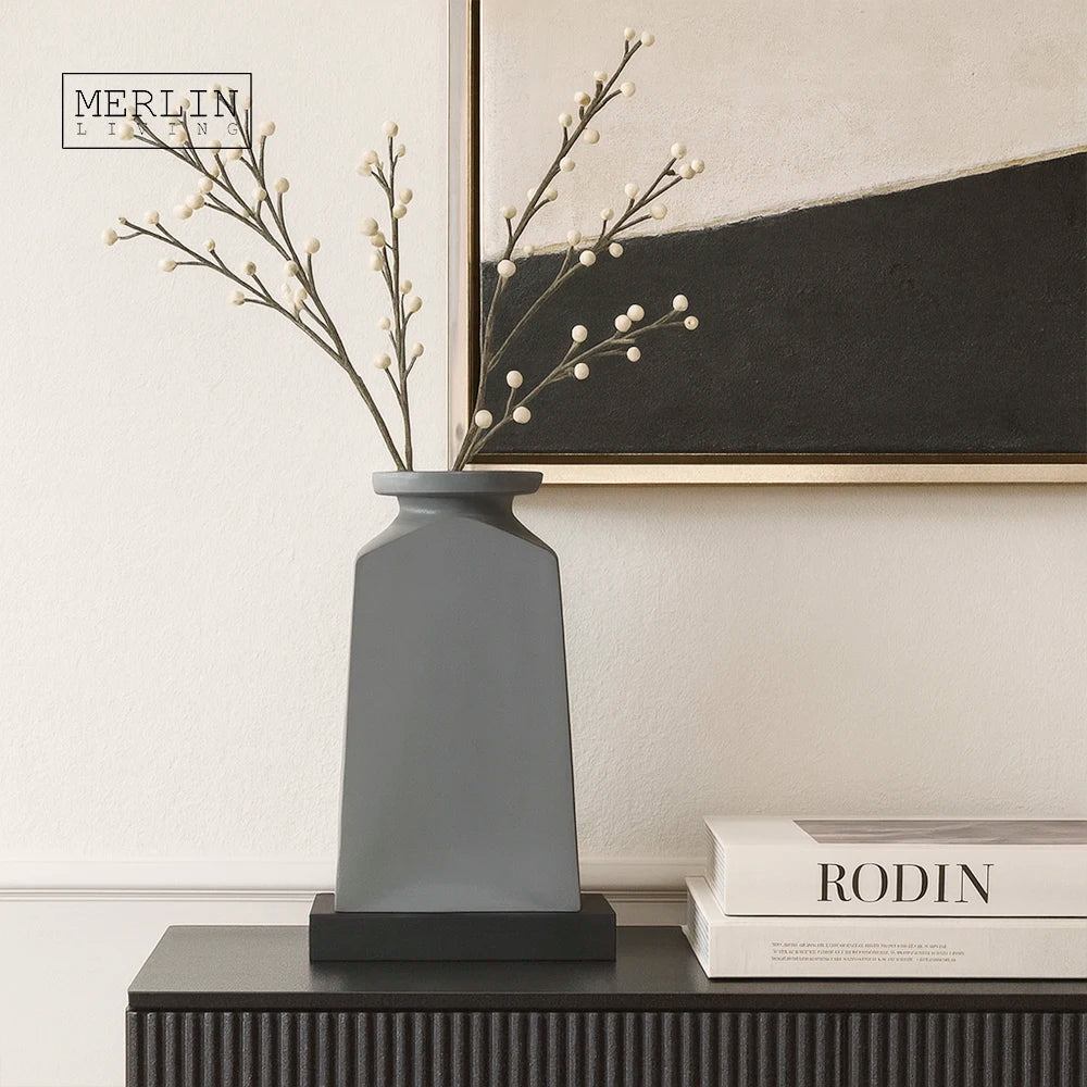 Merlin Living Minimalist Nordic Vase Modern Ceramic Vase for Home Decor Color Vase Chaozhou Ceramic Factory OEMODM
