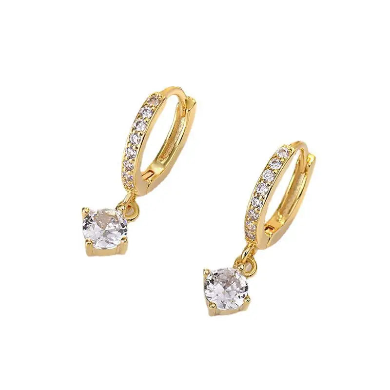 Custom Minimalist Jewelry Diamond Hoop Earrings Stainless Steel 18k Gold Plated Hypoallergenic Earrings for Ladies