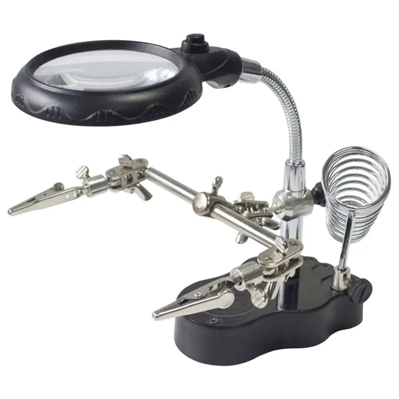 Welding Magnifying Glass With LED Light 3.5X-12X Lens Auxiliary Clip Loupe Desktop Magnifier Third Hand Soldering Repair Tool MegaBDM