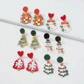 S925 Silver Needle Cute Korean Style Christmas Tree Snowflake Snowman Acrylic Statement Dangling Earring Girl's Drop Earrings