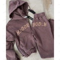 Custom Zip Thumb Hole Terry Hoodie Jacket Short Ripped Flare Pants Tracksuit Women Two Piece Loungewear Set 2025