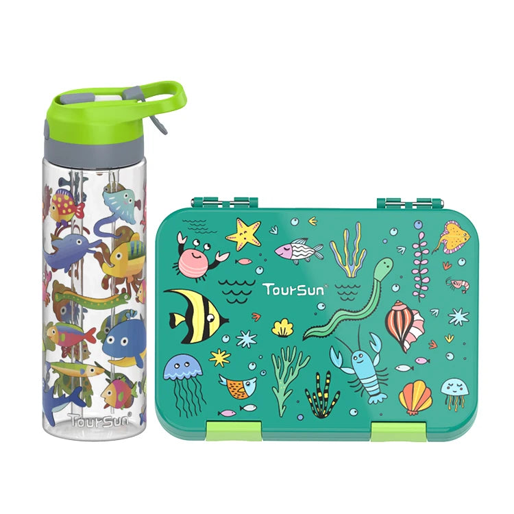 Custom Logo Kids 750ml Bento Lunch Box and Water Bottles New Design Children's Heatable Food Container