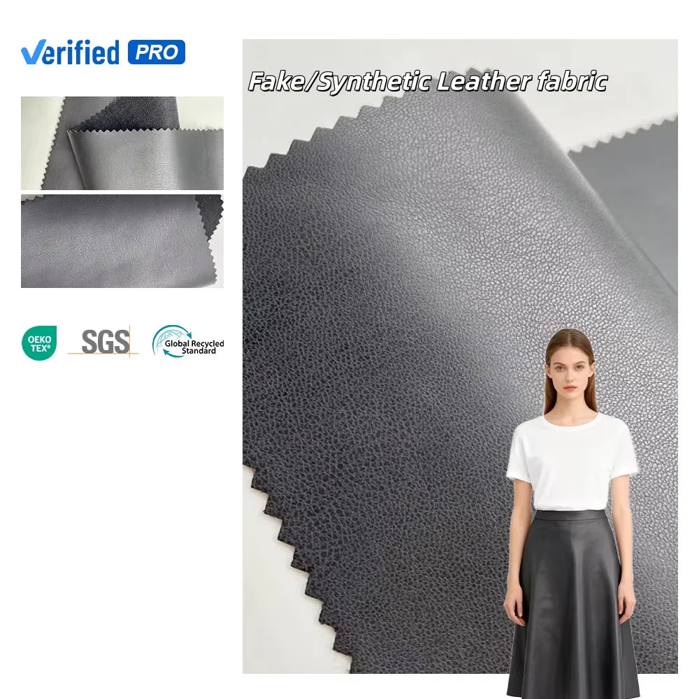 PFAS FREE Low Moq High Quality Custom Leather  Multi-Color Option Faux Pu Leather Fabric for Clothes
