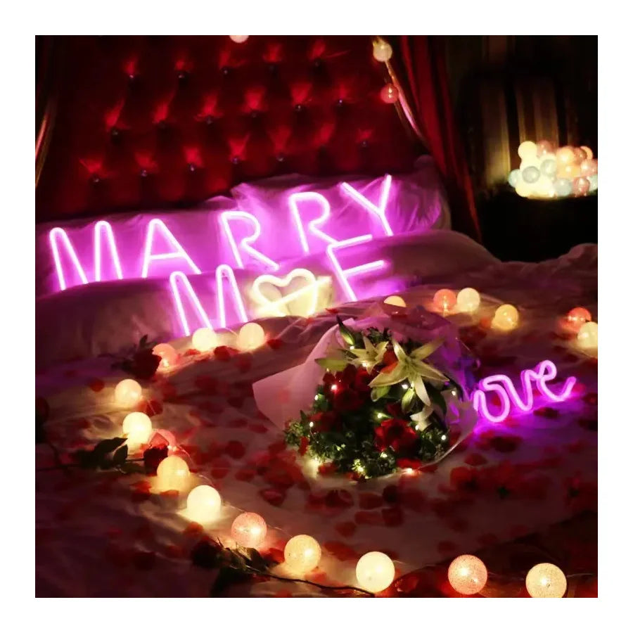 Free Design Neon Light Custom Will You Merry Me Logo Letter Valentine's Day Sign Neon for Room Party Event Wall Neon Sign Custom