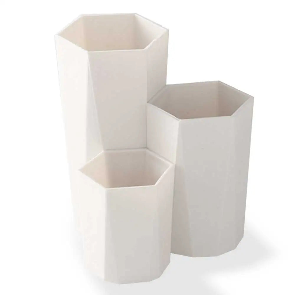 Storage Box Makeup Nail Polish Cosmetic Holder 3 Lattices Cosmetic Make-up Brush Table Organizer Make up Tools Pen Holder Rack