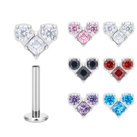 Wholesale Children's Wedding 16G Titanium Lip Stud Internal Thread CZ Labret Piercing Cartilage Helix Tragus ASTM F136 G23