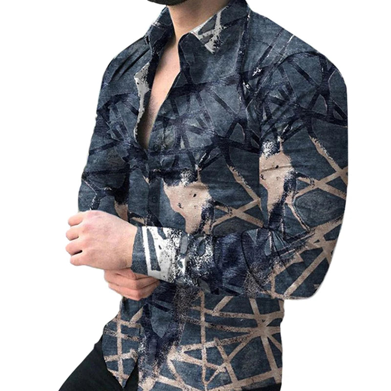 New Arrival Vintage Spring Top Fashion All Over Printed Hawaiian Shirt for Men High End Wedding Party Regular Fit