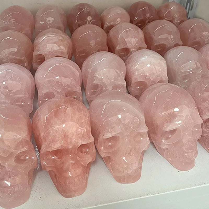 Wholesale 4 Inch Natural Rose Quartz Skull Meditation Healing Stone Large Size Amethyst Crystal Skull
