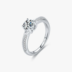 925 Sterling Silver Engagement Fine Jewelry Trendy Dazzling Round Brilliant Cut 1CT Zirconia Wedding Rings for Women