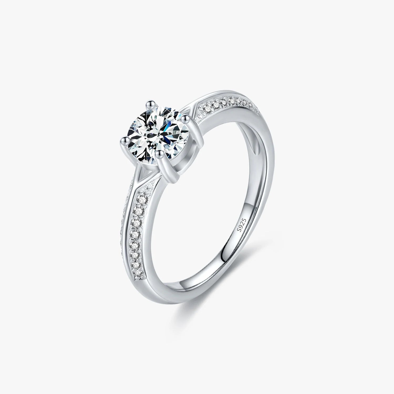 925 Sterling Silver Engagement Fine Jewelry Trendy Dazzling Round Brilliant Cut 1CT Zirconia Wedding Rings for Women
