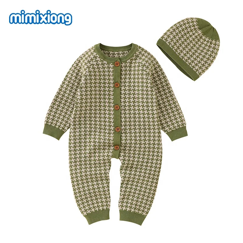 Mimixiong Hot-Sale Solid Color Children Fall Jumpsuits Comfortable Soft Knitting Romper Kids Clothing