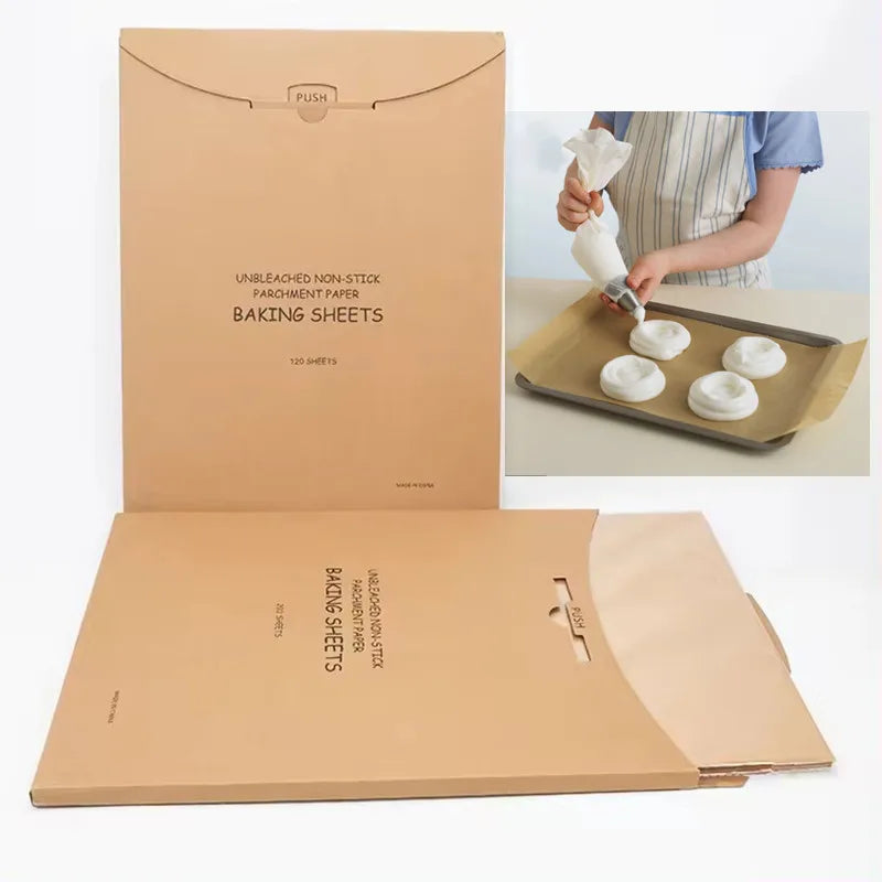 Food Grade Greaseproof Non-Stick Unbleached 40gsm Double Sided Siliconeized Heat Resistant Oven Safe Baking Paper 12x16in Bread