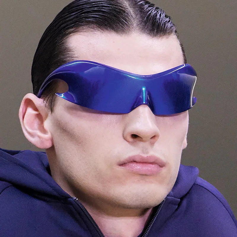 Luxury Brand Mirror Y2k Sunglasses New Women Sport Punk Sun Glasses Men Trends 2000's Eyewear Female Elegant Gradient Shades