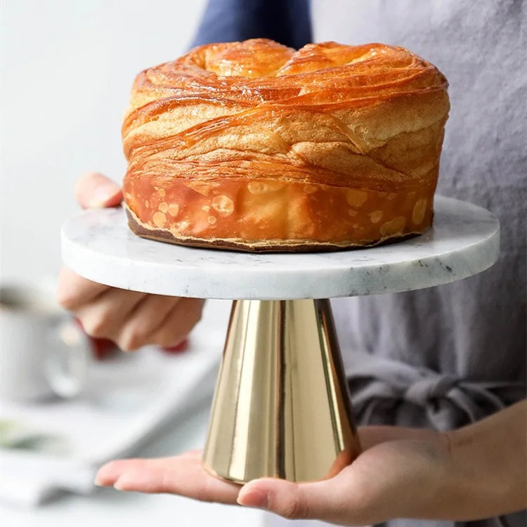 New Design Round Wedding Cake Stand Custom Wedding Cake Stand Best Price Luxury Round Marble Stone Cake Stand With Metal Base