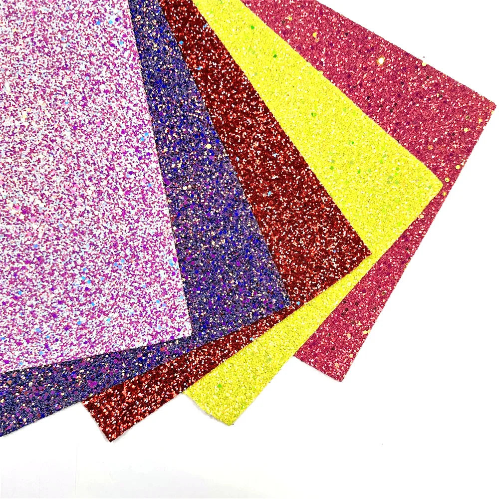 Bright Mix of Nickel Candy Colors Chunky Shimmering Fabric Pieces Shimmering Shiny Yellow Gray Star Faux Leather Loop Bow