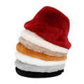 Unisex Fashion Soft Warm Winter Bucket Hat Solid Thickened Faux Fur 3D Embroidery Image Casual Fishing Cap Sun Protection