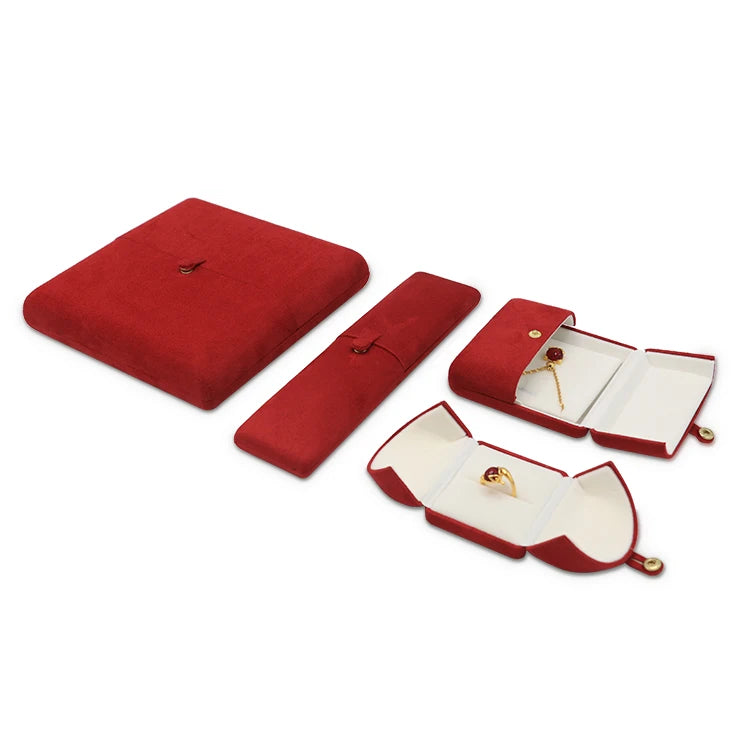 Wholesale Jewelry Box Factory Custom Red Color Buckskin Pu Leather Box Arabic Jewelry Box