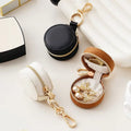 Wholesale Luxury Mini Travel Jewelry Packaging Box Simple Portable Mini Round Pendant Earring Ring Box with Keychain
