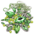 Factory Direct Sales Light Green Horse Eye Mix Size Crystal Glass Sew-on Rhinestones+pearl+cup Chain