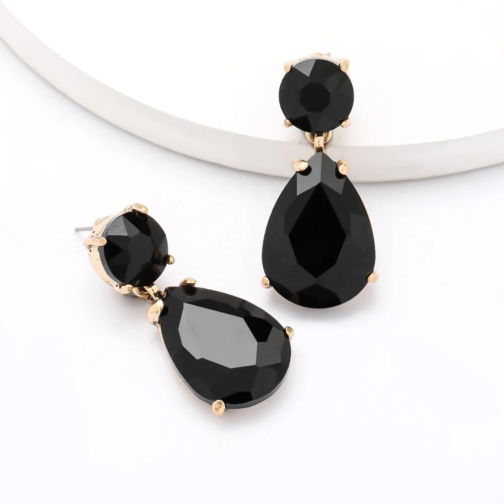 Zooying Unique Crystal Gemstone Creative Personalized Tear Drop Alloy Diamond Glass Big Rhinestone Lovely Drop Crystal Earring