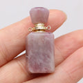 Hongzhuo Fashion hanging car bottle diffuser natural stone necklace gemstone madagascar rose quartz perfume bottle pendant jewelry