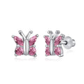 Custom Hypoallergenic Nickel Free 925 Sterling Silver Kid Children Oval 5A CZ Cubic Zirconia Butterfly Stud Earrings jewelry