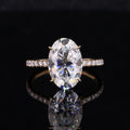 Brilliant Oval Shape Sparkle White Moissanite 14K Yellow Gold Filled Rings
