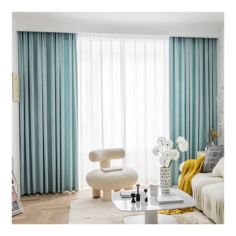 Innermor Solid Soft Best Curtains for Living Room Blackout Velvet Fabric Curtain Ready Made Teal Blue Curtains