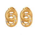 Waterproof PVD 18K Gold Plated Stainless Steel Double Circle CZ Stone Setting Fashion Earrings 2025
