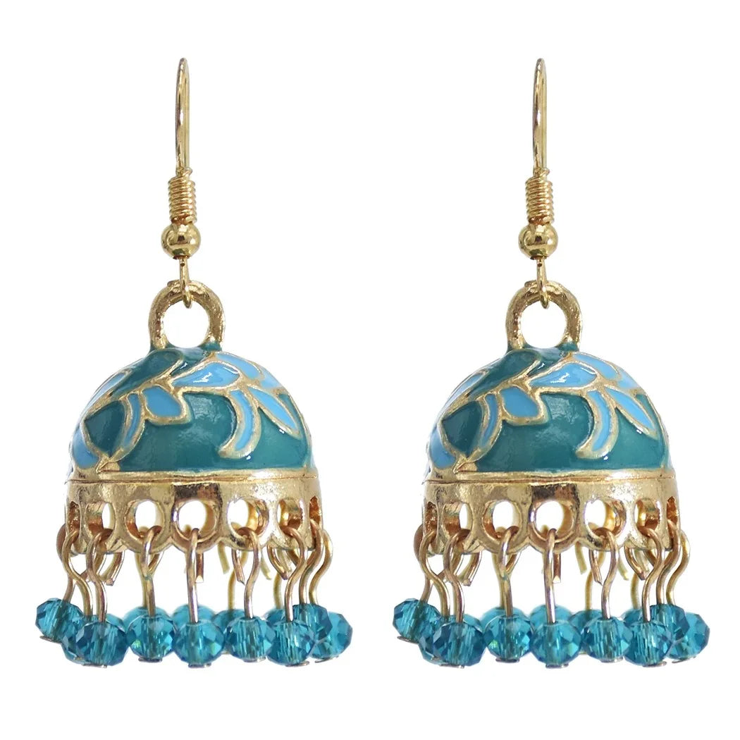 HOVANCI Bohemian Vintage Antique Metal Drop Earrings Indian Bollywood Bahubali Gold Tone Vintage Jhumka Jhumki Earrings