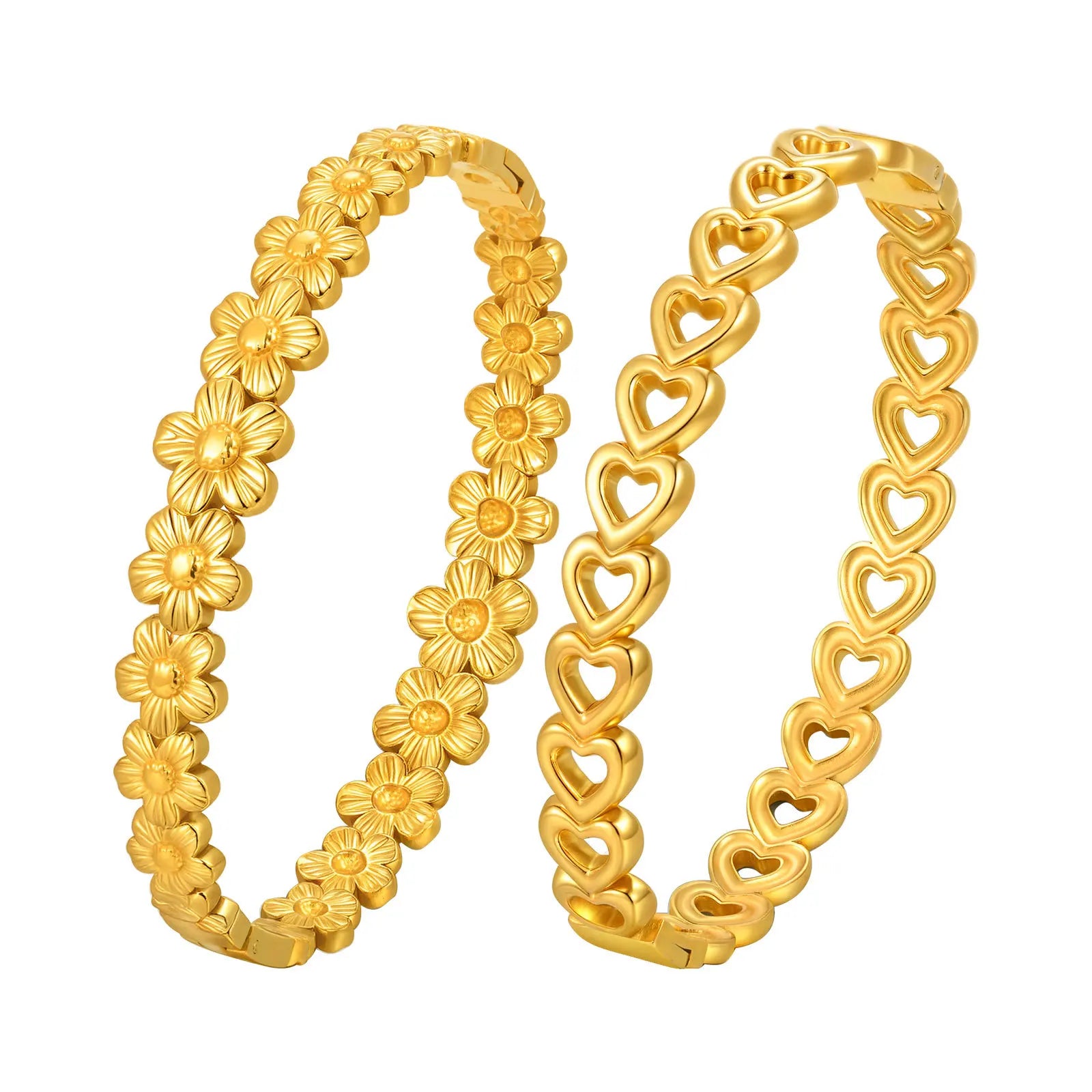Hot Selling Openable Hollow Heart Bangle Flower Bracelet Bangle Stainless Steel Bangles for Women