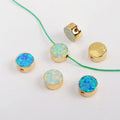 G1563 Gold Plated White Blue Opal Pendant Round Opal Beads for Necklace