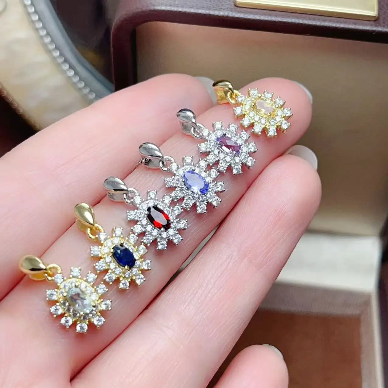 Hot Popular 925 Sterling Silver Natural Gemstone Charm Fine Online Shopping Women Pendant