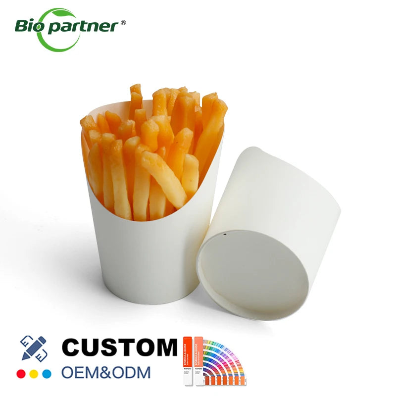 Customized Recyclable Disposable French Fries Scoop Paper Cups Reusable Chips Snakes Cup for Snack Bar