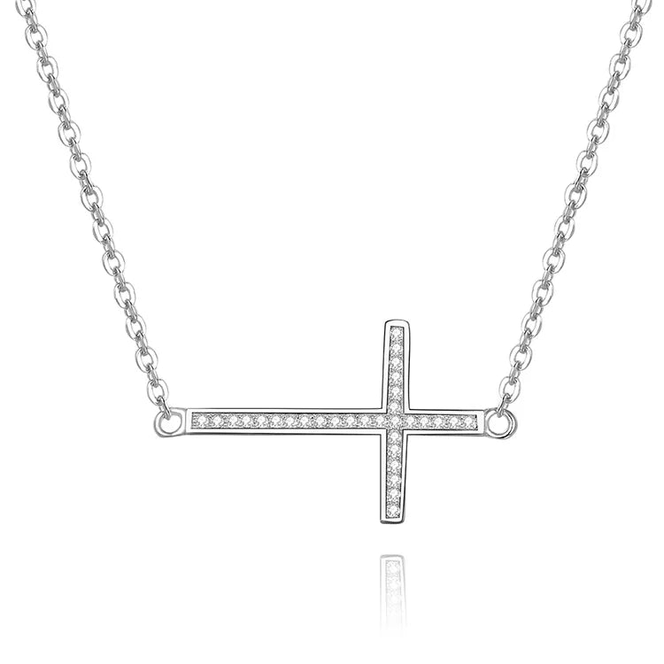 POLIVA Sterling Stackable Cross Necklace Jewelry Joya Plata Colar Cadena Custom Pendant Chain Wholesale 925 Silver for Women N/A