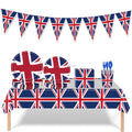 UK British Flag Plate Birthday Party Paper Tableware Supplies Set Napkins Cups Tableware Kit Union Jack Party Decoration