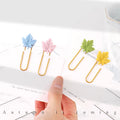 50mm Colorful Maple Leaf Shape Gold Paper Clip Plastic Bookmark Photo Wall Decoration Binder Clips