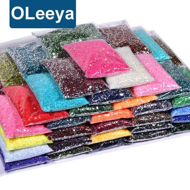 OLeeya Rhinestones 2mm/3mm/4mm/5mm/6mm Crystal Decorations Eco-friendly Wholesale Bulk Resin Jelly Flatback for Jewelry Making