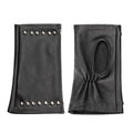 Vintage Ladies Leather Gloves Rivet Decoration Half Finger Sheepskin Gloves