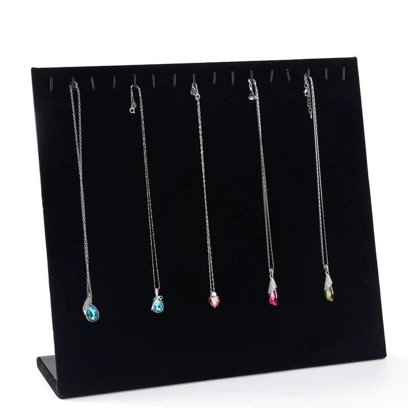Large Black Gray Velvet Jewelry 16 Hooks Necklace Display Pendant Chains Rack Holder Display Stand Rack