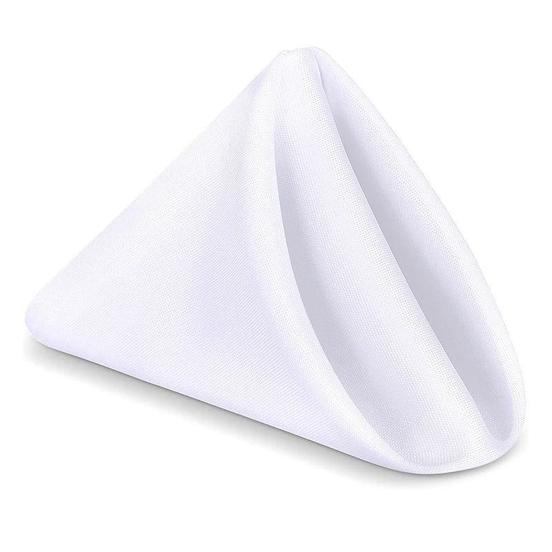 Polyester Fabric Cloth Hemstitch White Napkins for Wedding Party Eco-friendly Reusable Napkin Plain Weave Dining Table Napkins