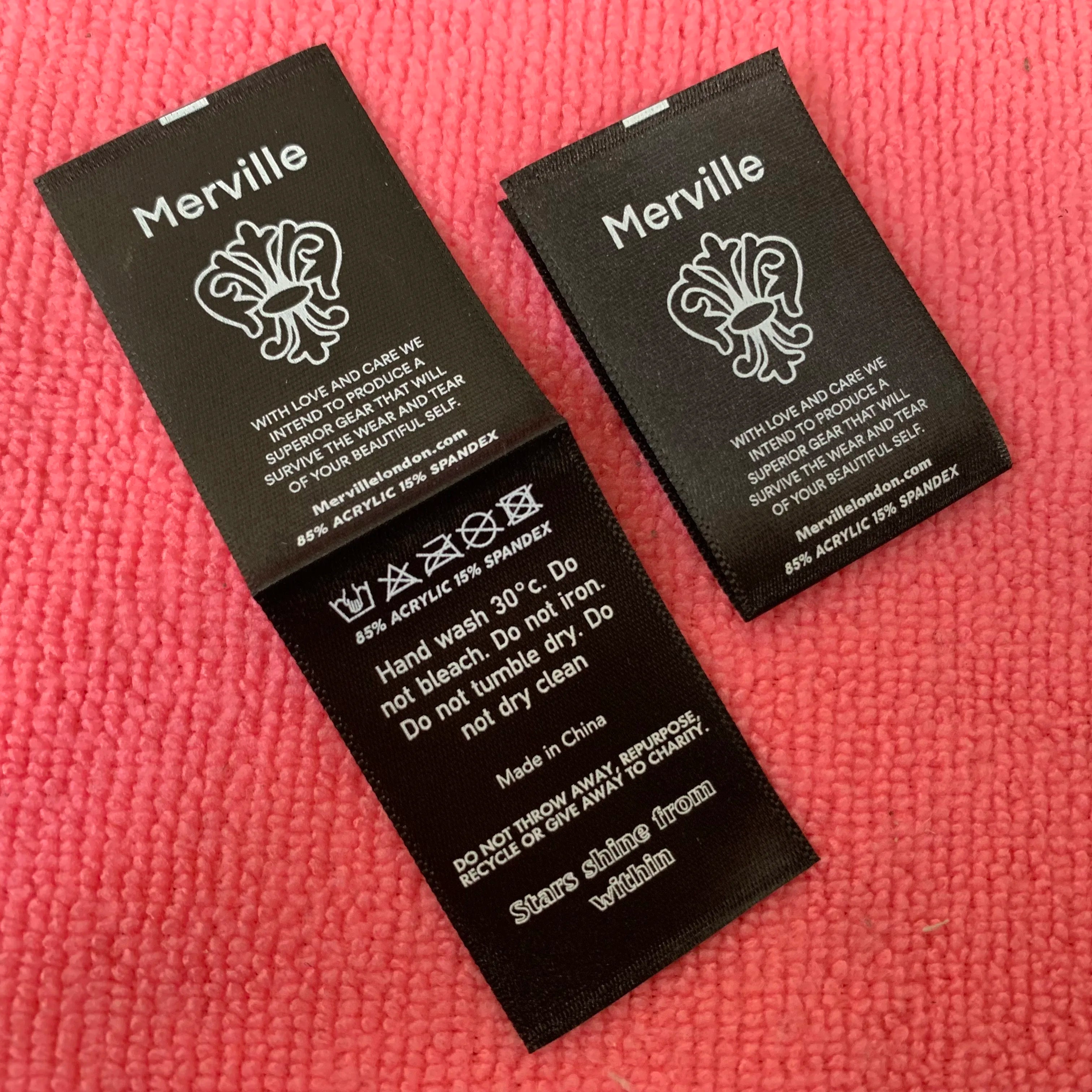 Top Quality Loop Fold T-shirt Back Neck Satin Printing Labelprivate logo Polyester Ribbon Satin Care Label