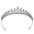 SLBRIDAL Alloy Rhinestone Crystal Cubic Zircon Flower Bridal Tiara Princess Royal Crown Wedding Hair Accessories Women Jewelry