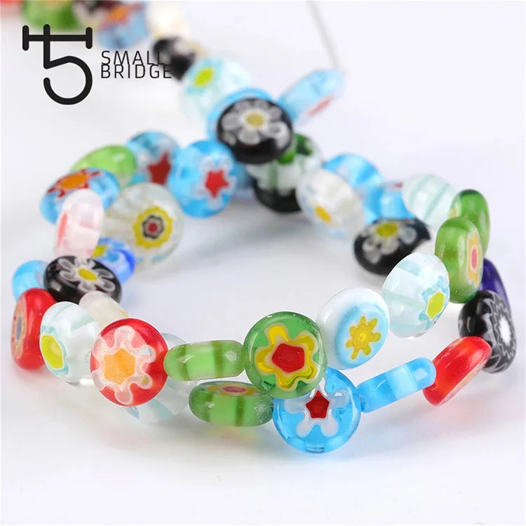 Small Bridge Wholesale Murano Lampwork Flower Beads 6-12mm Shape 4+ Colors Trendy Jewelry Making Diy Crafts Glass Beads