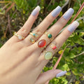 Europe and the United States Cross-border New Natural Stone Stainless Steel Ring Geometric Metal Ladies Ring Fashion INS Jewelry