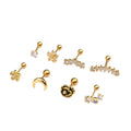 New Stainless Steel Zircon Stud Earrings Thread Flower Ear Bone Nails Hot Body Piercing Jewelry