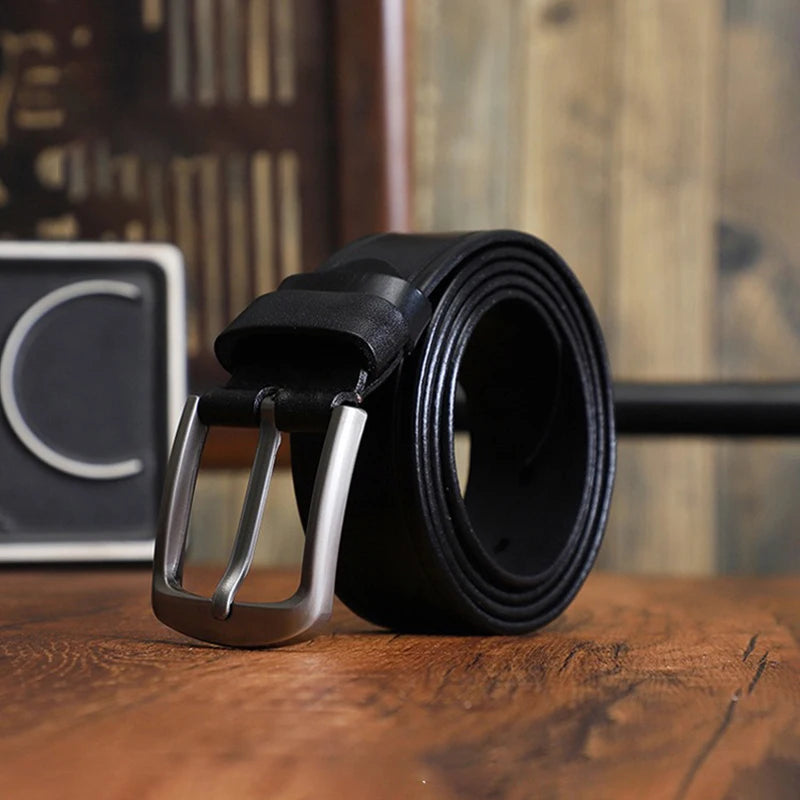 Wholesale Top Layer Cowhide Men's Belt Simple Casual Retro Style Youth New Fashion All-match Genuine Leather Belt
