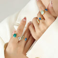 Chic Dainty High Quality Waterproof 18k Gold Plated Stainless Steel Enamel Statement Open Cuff Rings for Women 2022