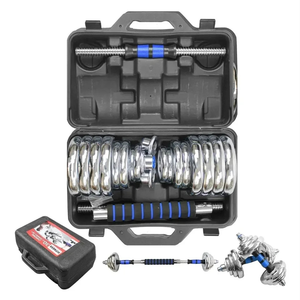 Professional Factory Hot Selling Gym Commercial Fitness 30kg Weight Adjustable Dumbbells Barbell Set for Sales